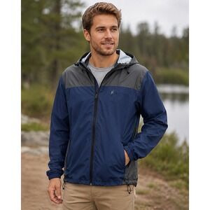 Frogg Toggs Rain Jacket Navy Blue Gray Colorblock Lightweight Hooded S/M